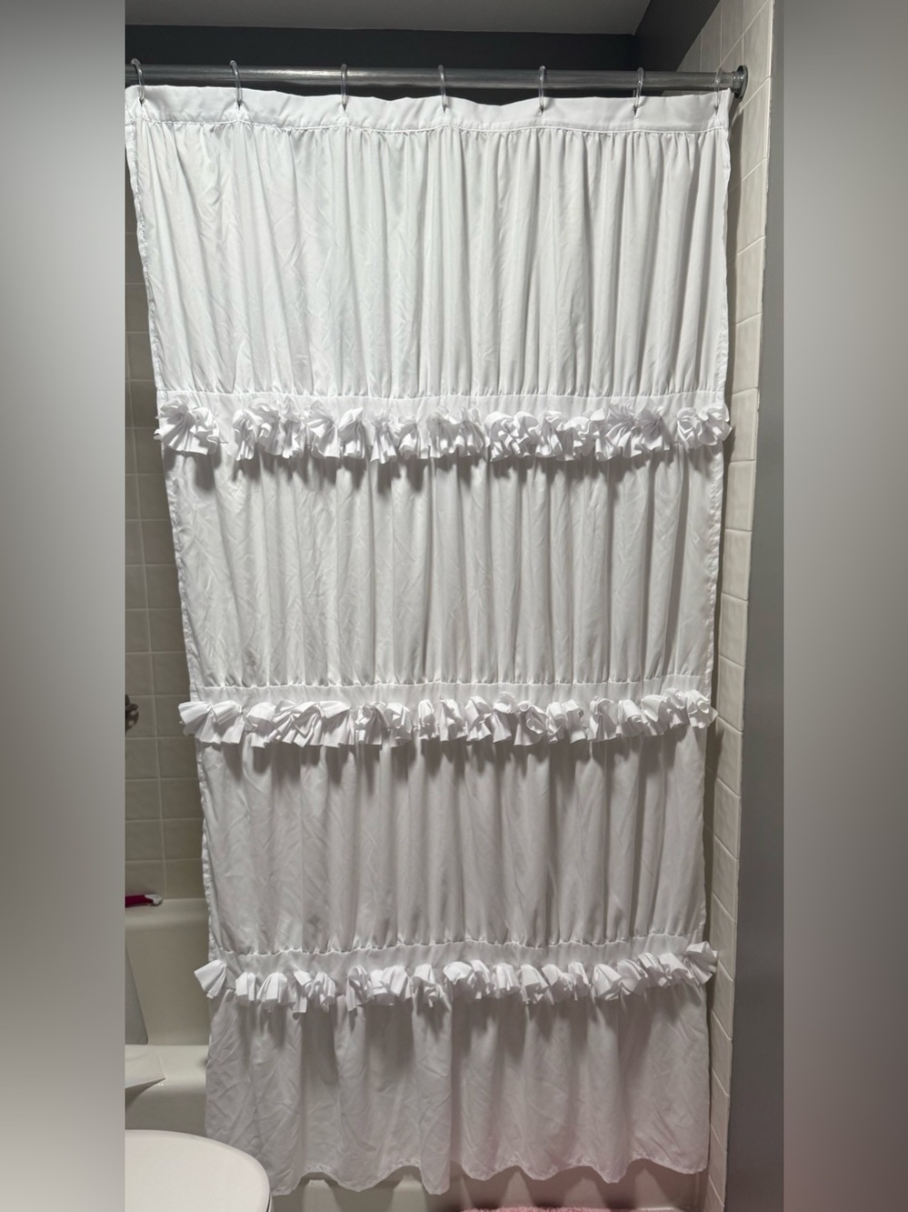 Classic Ruffled Shower Curtain - White
